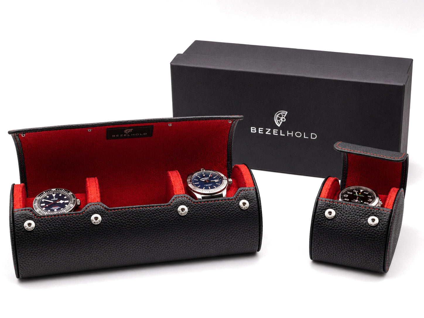 BezelHold Watch Roll - The Capsule – Midnight/ Crimson