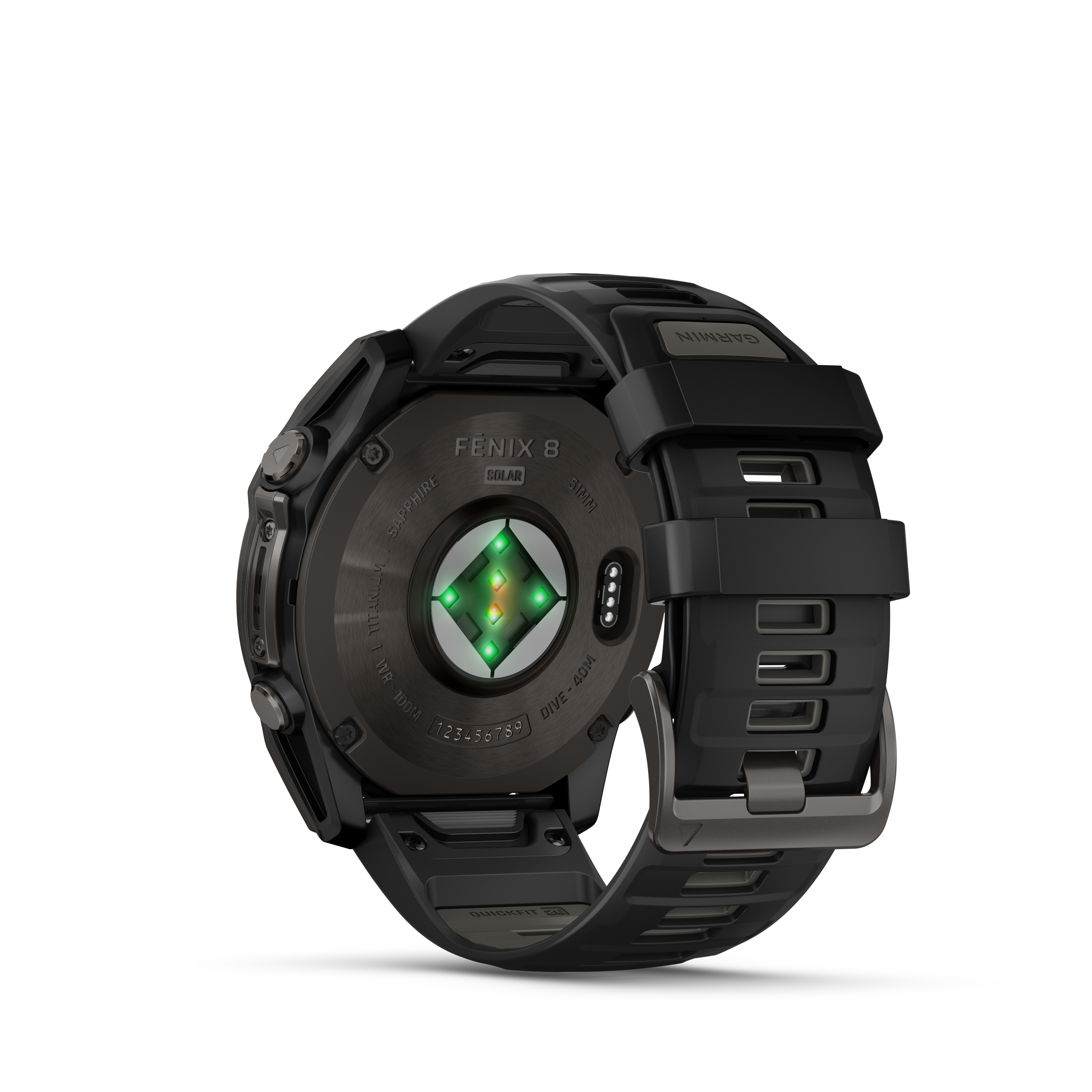 Garmin Fēnix 8 (51 mm, Solar Sapphire, Carbon‑Gray DLC Titanium Bezel, Black‑Pebble‑Grey Silicone Band)