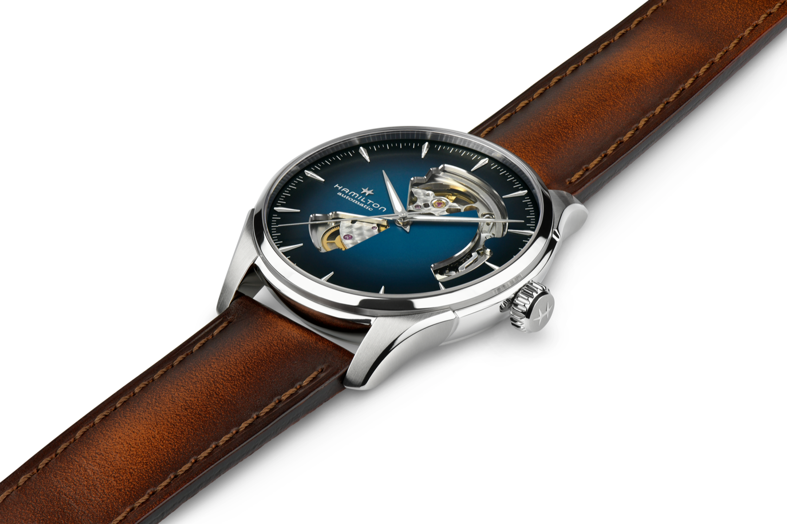 Hamilton Jazzmaster Open Heart Watch Automatic 40mm Blue Dial / Leather Strap