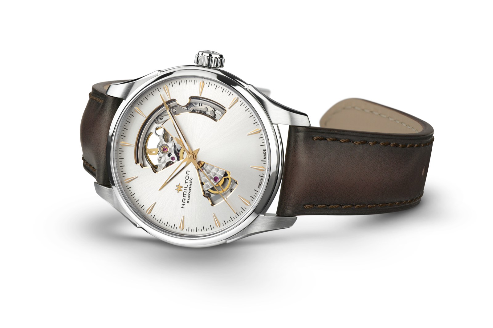 Hamilton Jazzmaster Open Heart Watch Automatic 40mm Silver Dial / Leather Strap