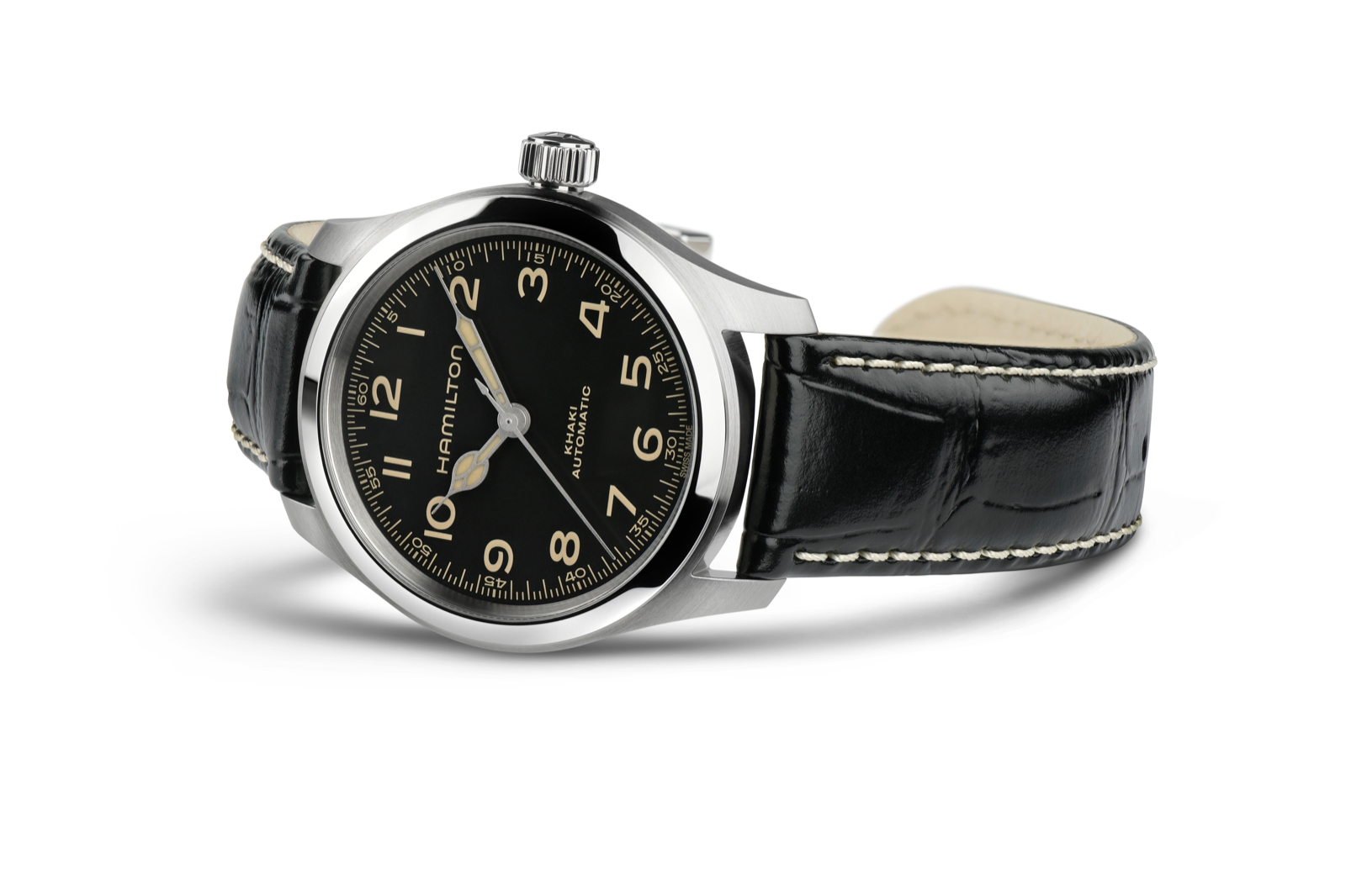 Hamilton Khaki Field Murph 38mm Automatic Black Dial Black Leather