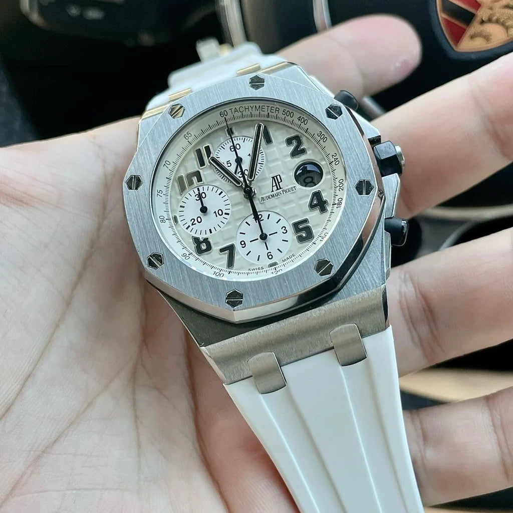 Tempomat White Rubber Strap for AP 42mm