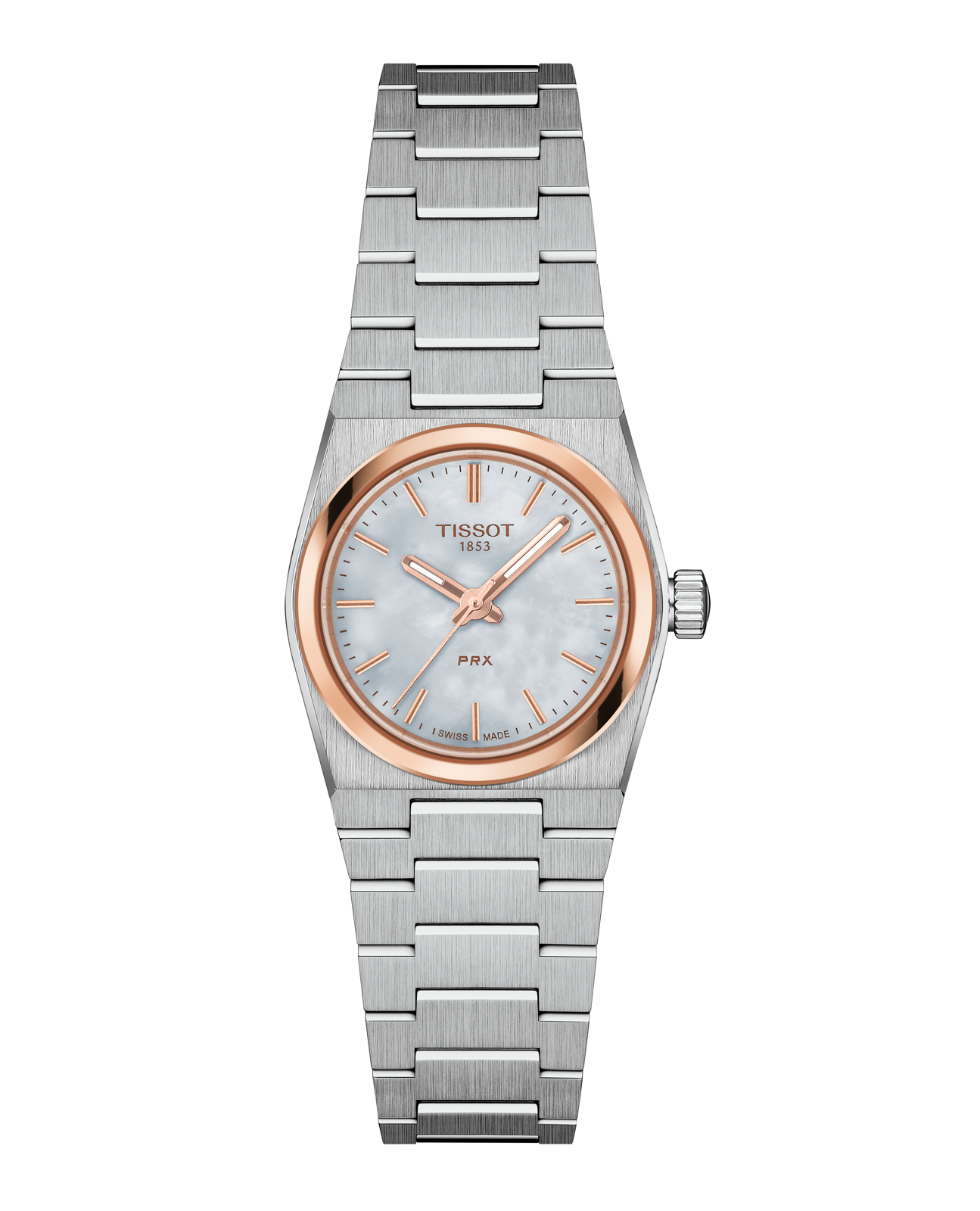 Tissot PRX 25 mm White Mother‑of‑Pearl (Rose‑Gold PVD Bezel)