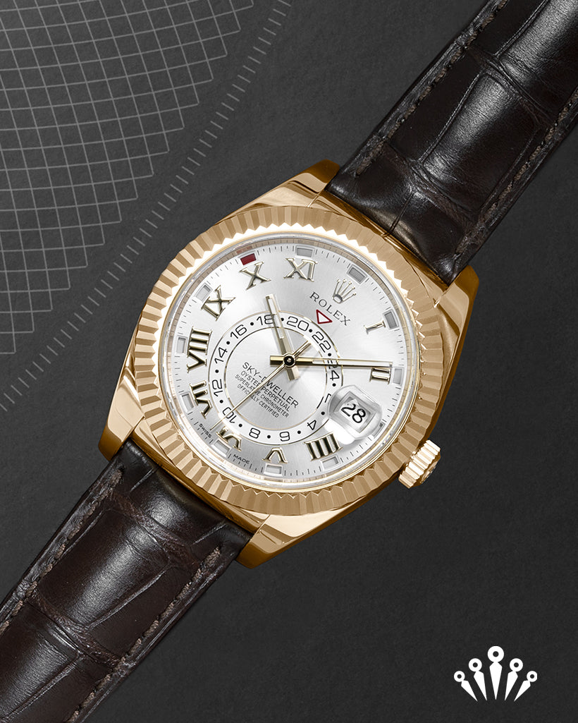 Sky dweller sale gold leather