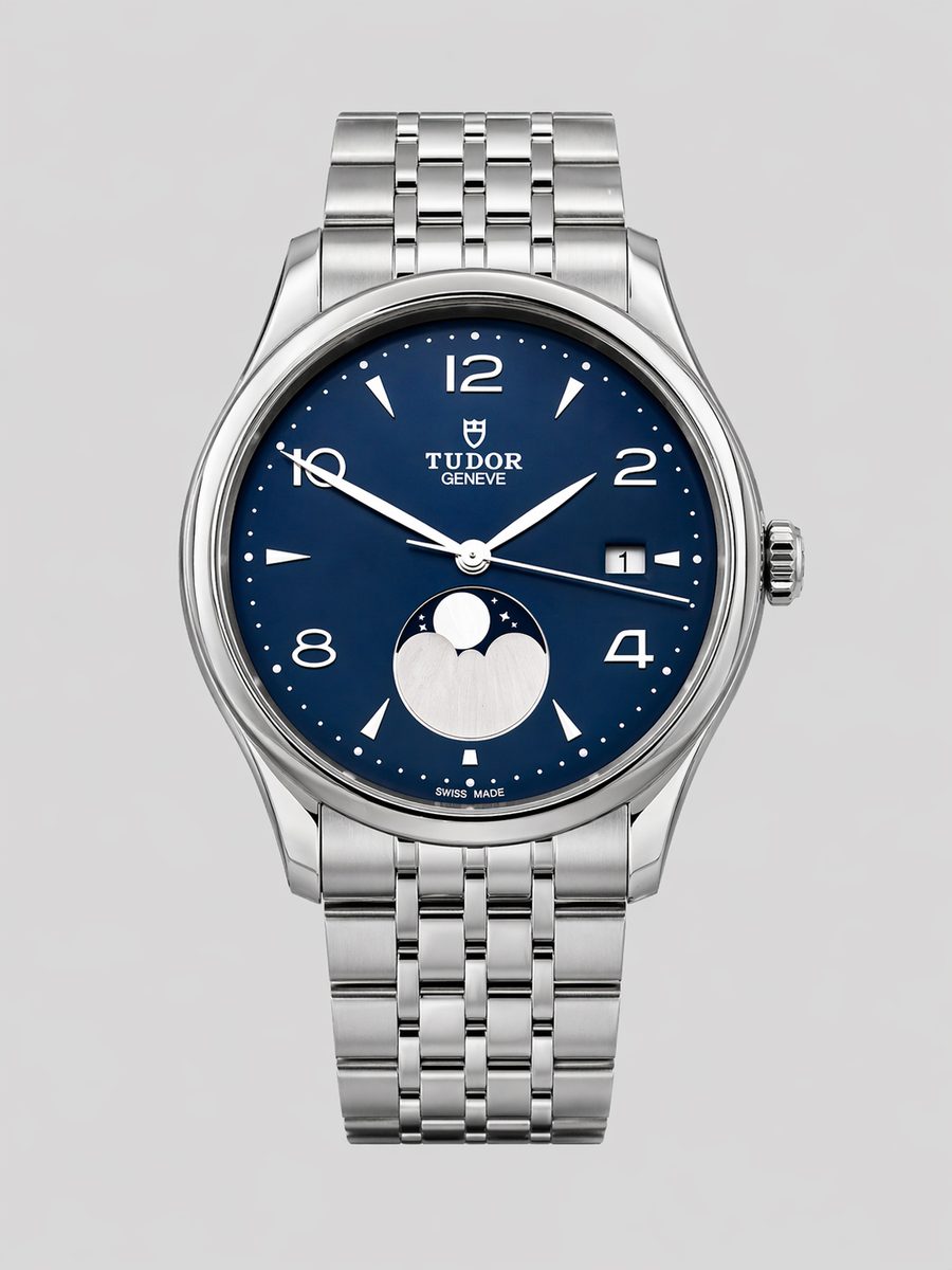 Tudor 1926 Moonphase 91560 blue dial stainless steel bracelet preowned luxury watch - front view