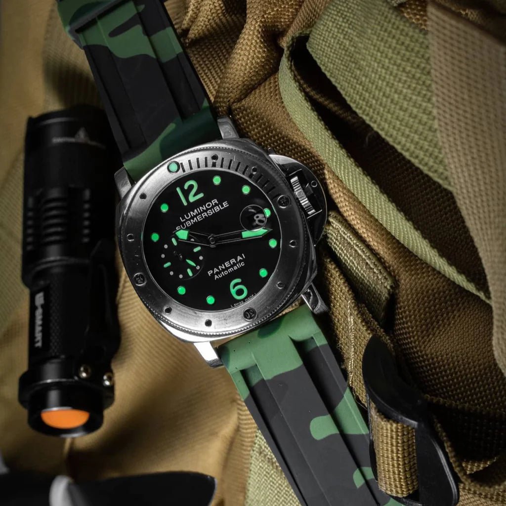 Tempomat- 24mm Green Camo Rubber Strap