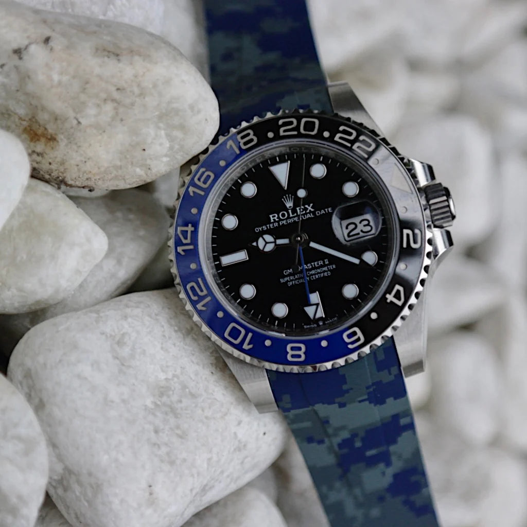 Tempomat- 20mm Curved Ended Blue Digi Camo Rubber Strap