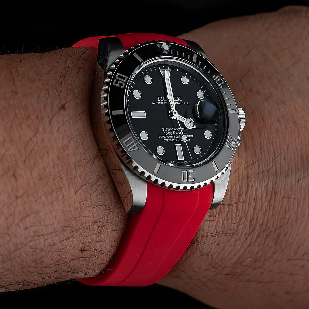 Tempomat- 20mm Curved Ended Red Rubber Strap
