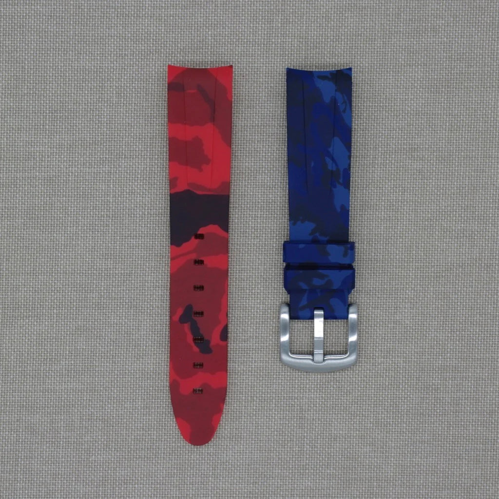 Tempomat- 20mm Curved Ended Pepsi Camo Rubber Strap
