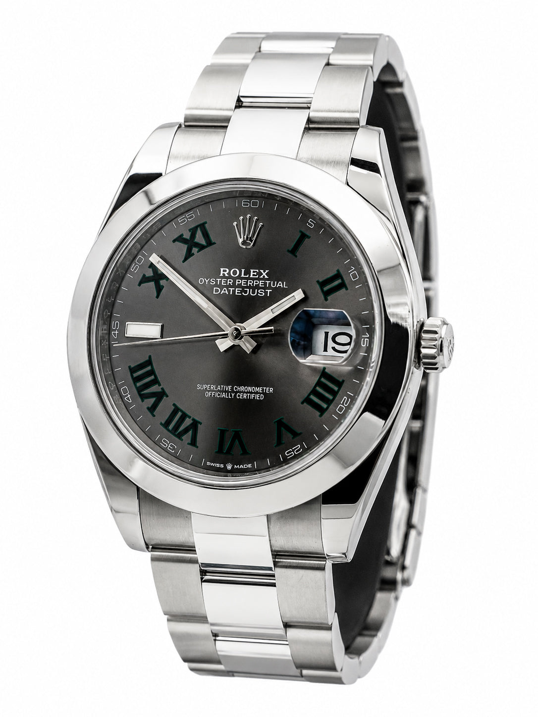 Rolex Datejust 126300 dial close-up - 41mm "wimbledon" grey dial