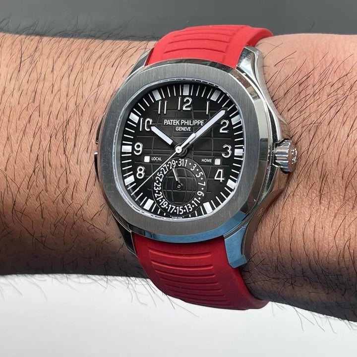 Tempomat FKM Vulcanized Red Rubber Strap for Patek Aquanaut