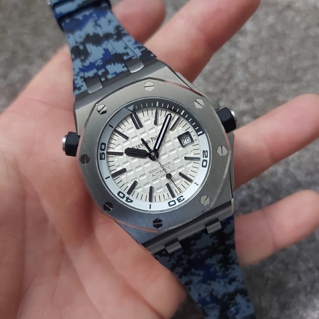 Tempomat Blue Digi Camo Rubber Strap for AP 42mm