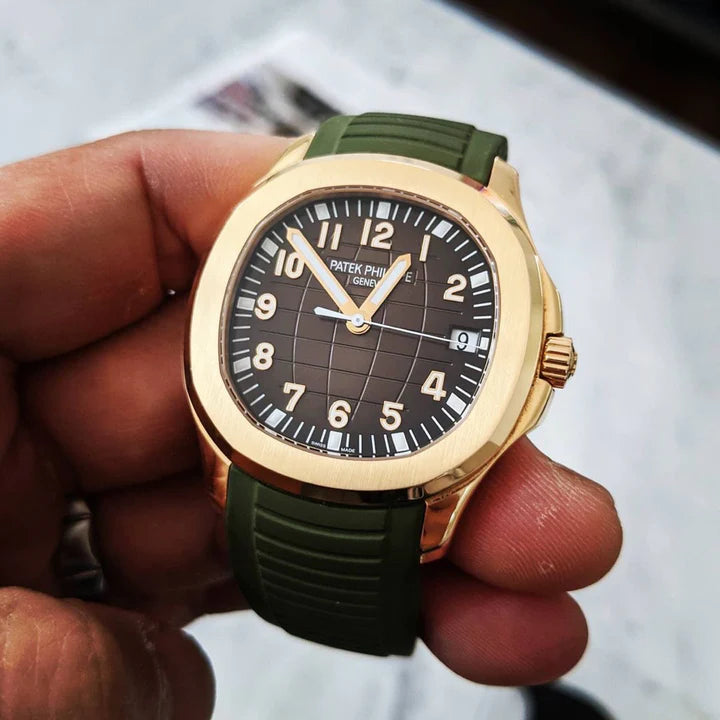 Tempomat FKM Vulcanized Green Rubber Strap for Patek Aquanaut