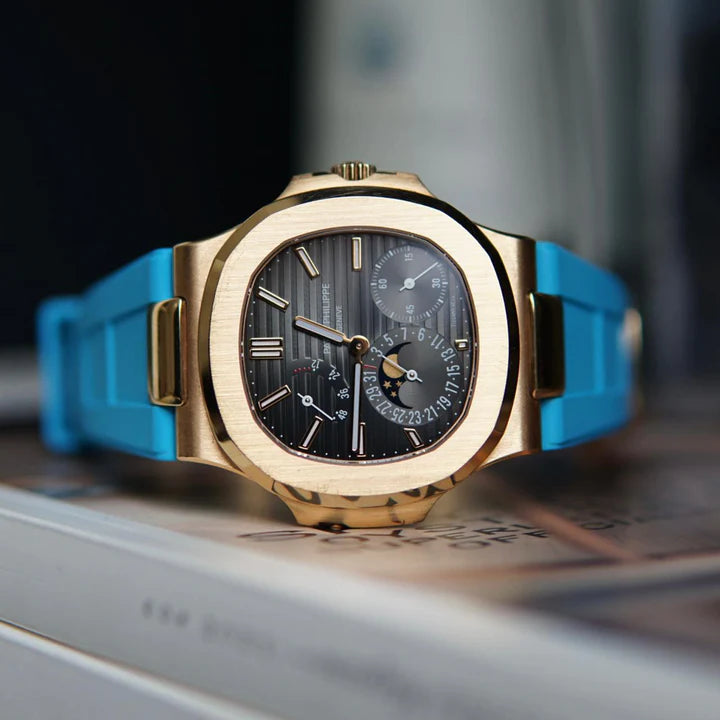 Tempomat -FKM Vulcanized Blue Marbella Rubber Strap for Patek Nautilus