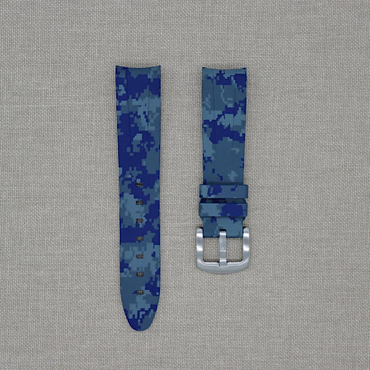 Tempomat- 20mm Curved Ended Blue Digi Camo Rubber Strap
