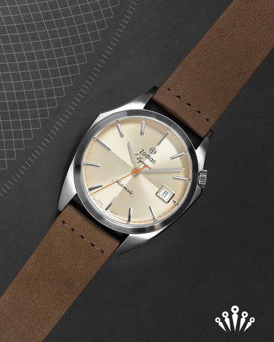 ZODIAC Olympos Automatic Brown Leather Watch