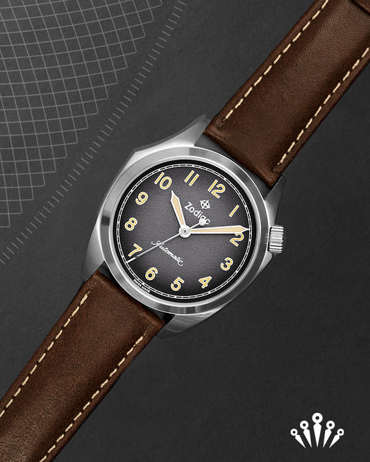 ZODIAC - ZO9712 - Olympos STP 1-11 Swiss Automatic Three-Hand Brown Leather Watch