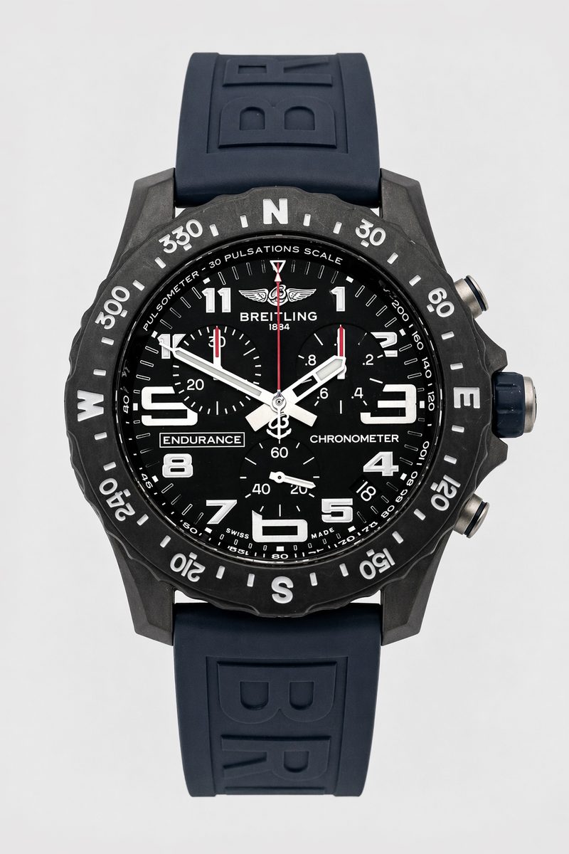 Breitling Endurance Pro X82310 navy blue dial Breitlight case navy blue rubber strap preowned luxury watch - front view