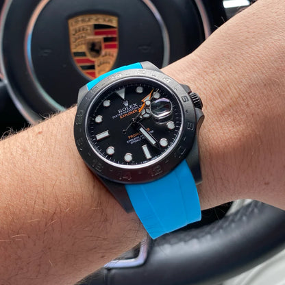 Tempomat - 21mm Curved Ended Blue Marbella Rubber Strap