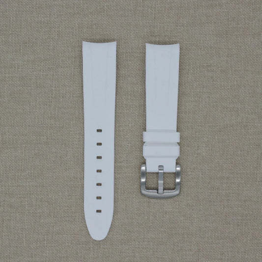 Tempomat - FKM Vulcanized White curved ended strap for Rolex OP41 & DJ41