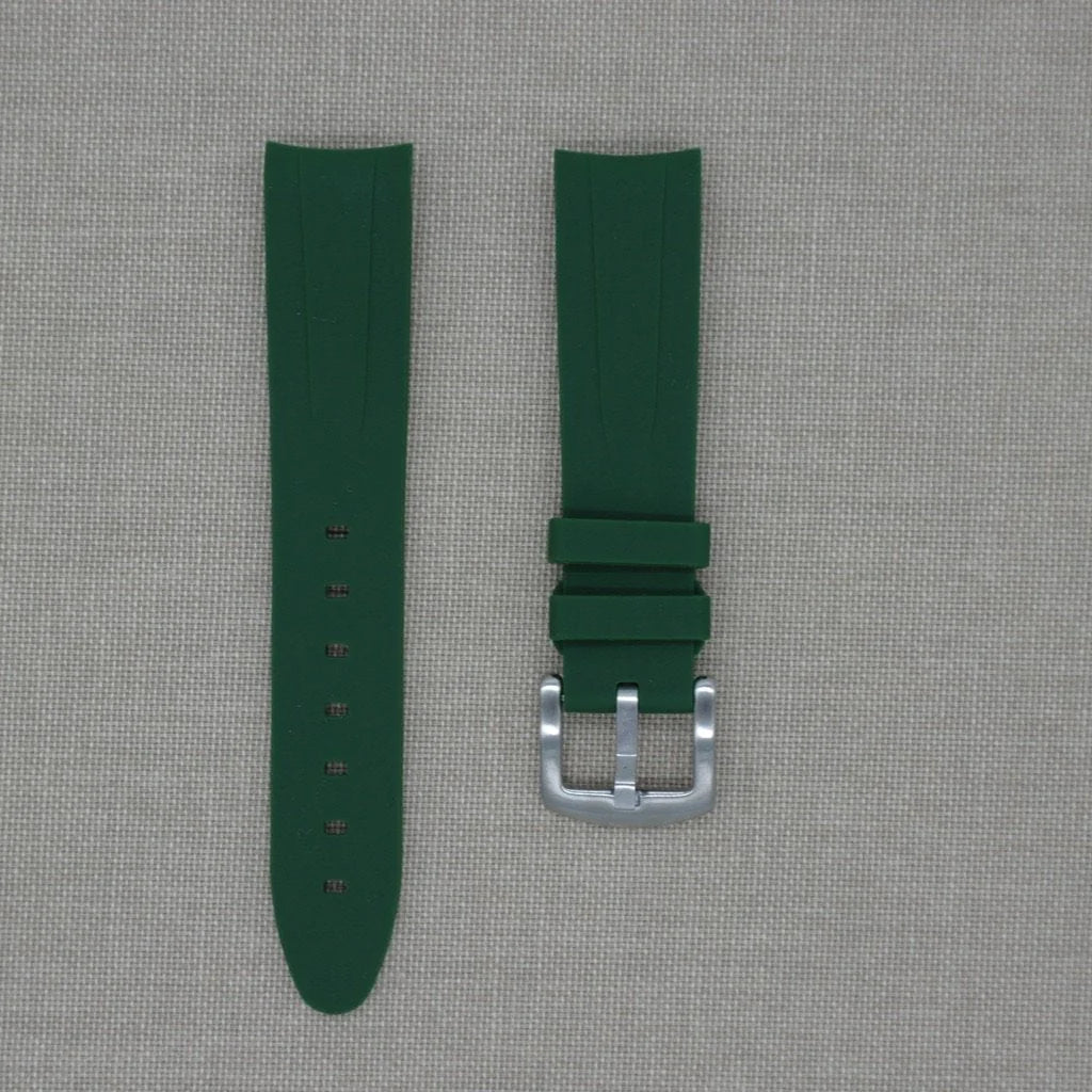 Tempomat - FKM Vulcanized Green curved ended strap for Rolex OP41 & DJ41