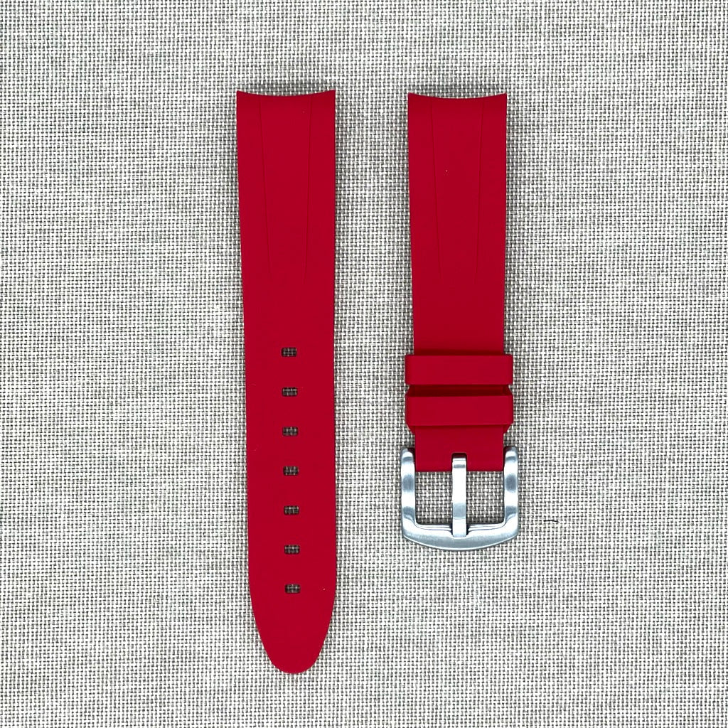 Tempomat - FKM Vulcanized Red curved ended strap for Rolex OP41 & DJ41