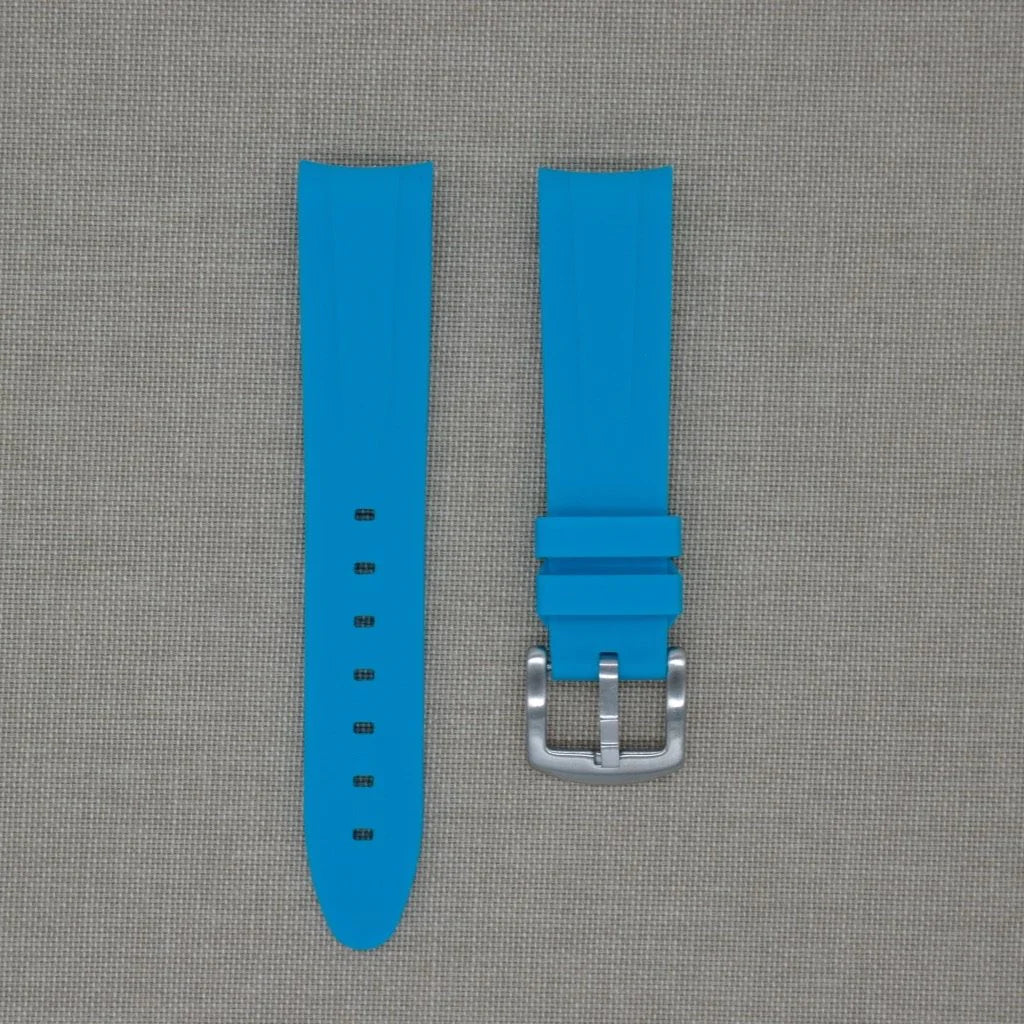 Tempomat - 21mm Curved Ended Blue Marbella Rubber Strap