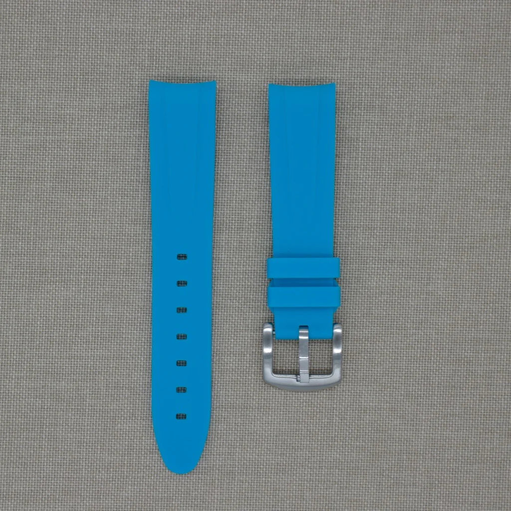 Tempomat- 20mm Curved Ended Blue Marbella Rubber Strap