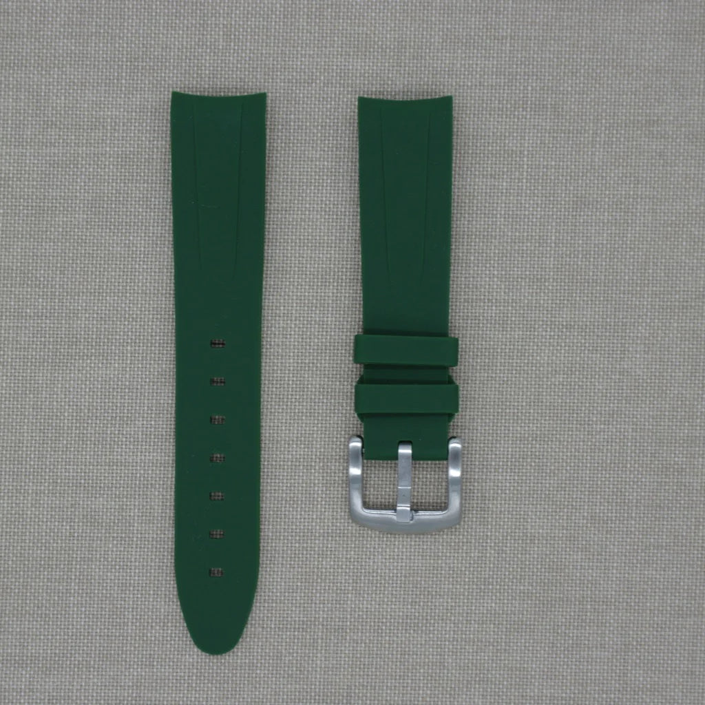 Tempomat- 20mm Curved Ended Green Olive Rubber Strap