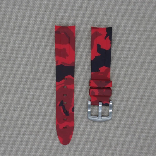 Tempomat- 20mm Curved Ended Red Camo Rubber Strap
