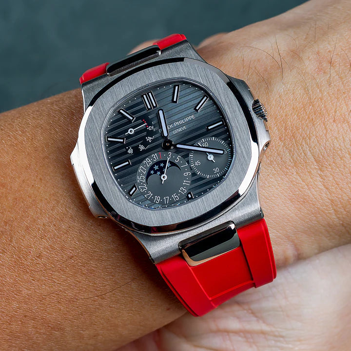 Tempomat -FKM Vulcanized Red Rubber Strap for Patek Nautilus