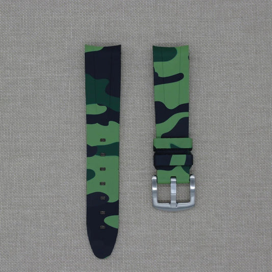 Tempomat- 20mm Curved Ended Green Camo Rubber Strap