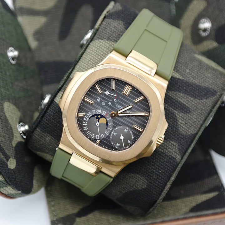 Tempomat FKM Vulcanized Green Rubber Strap for Patek Nautilus