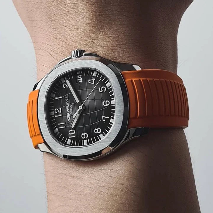 Tempomat -FKM Vulcanized Orange Rubber Strap for Patek Aquanaut