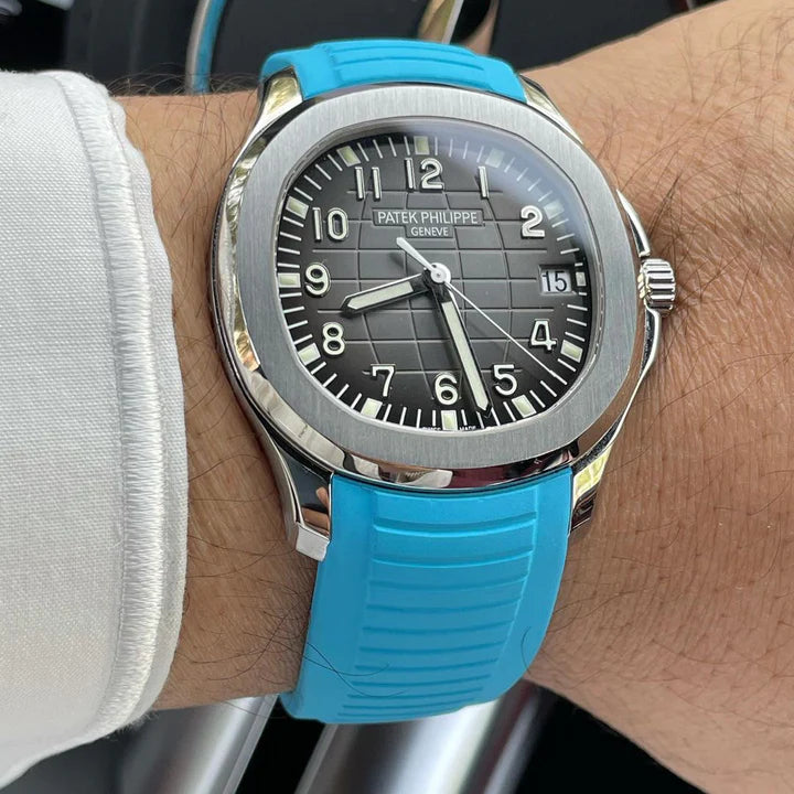 Tempomat FKM Vulcanized Blue Marbella Rubber Strap for Patek Aquanaut
