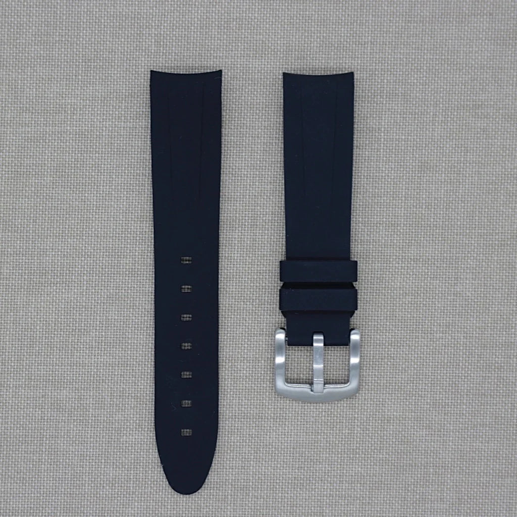 Tempomat- 20mm Curved Ended Black Rubber Strap