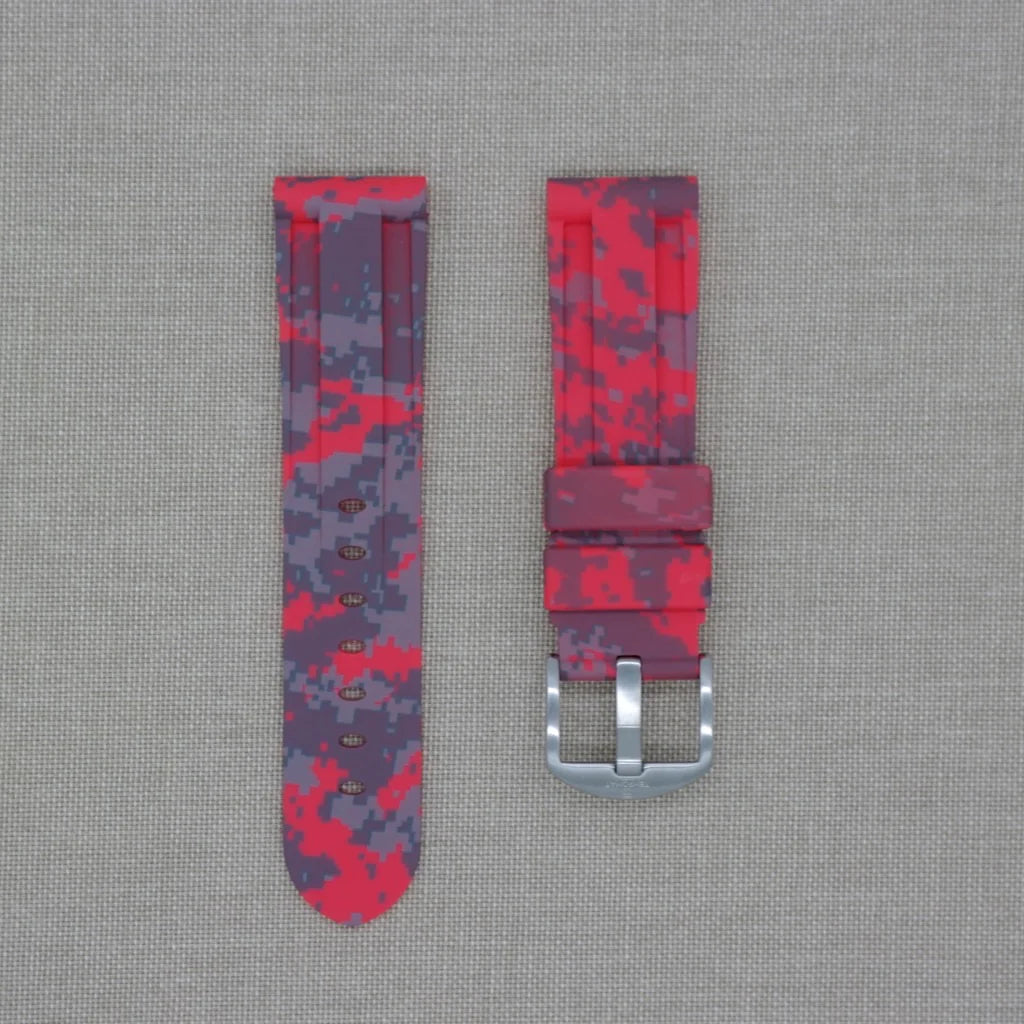 Tempomat - 22mm Red Digi Camo Rubber Strap