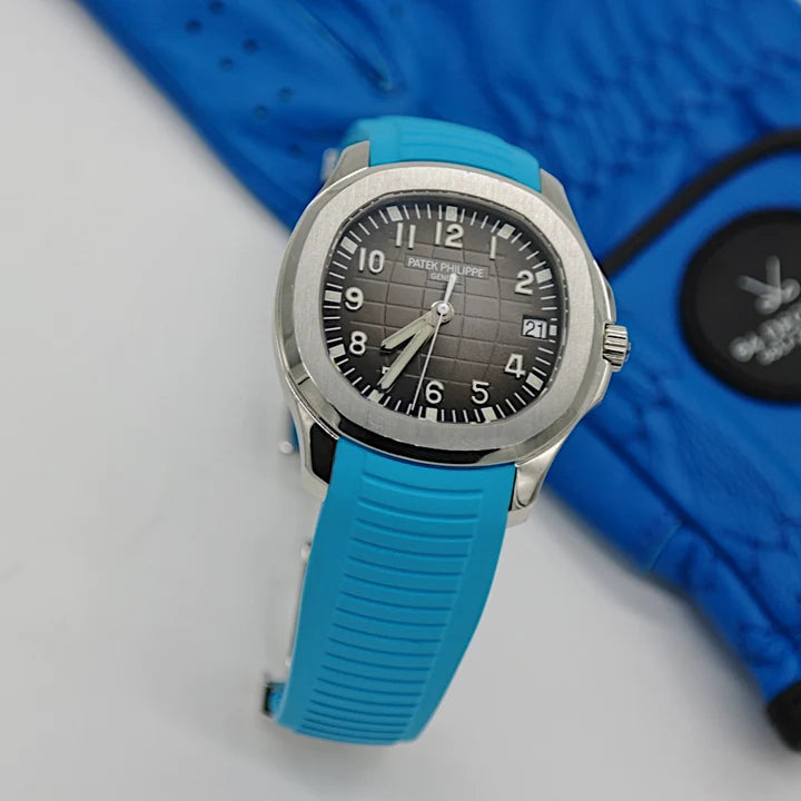 Tempomat FKM Vulcanized Blue Marbella Rubber Strap for Patek Aquanaut