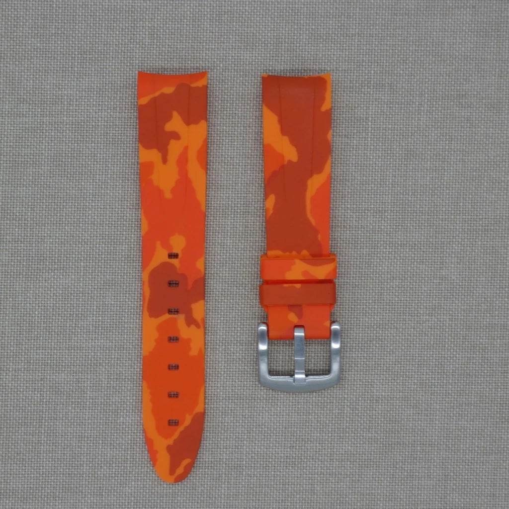 Tempomat- 20mm Curved Ended Orange Camo Rubber Strap