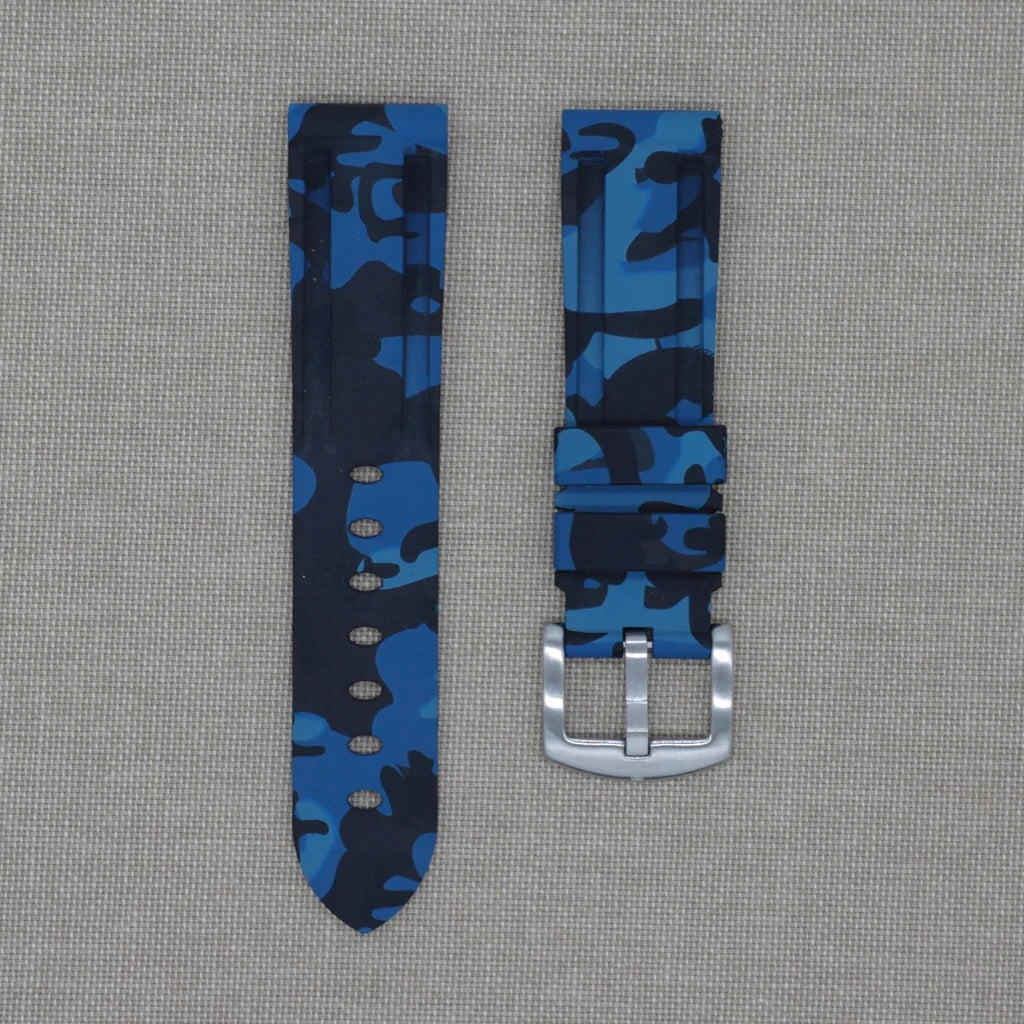 Tempomat -22mm Blue Camo Rubber Strap