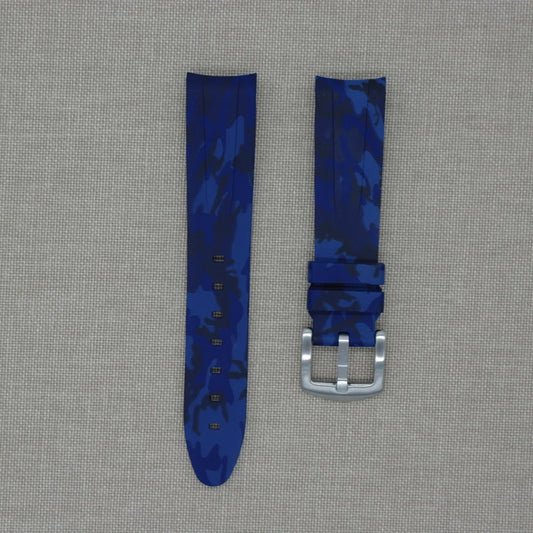Tempomat- 20mm Curved Ended Blue Camo Rubber Strap
