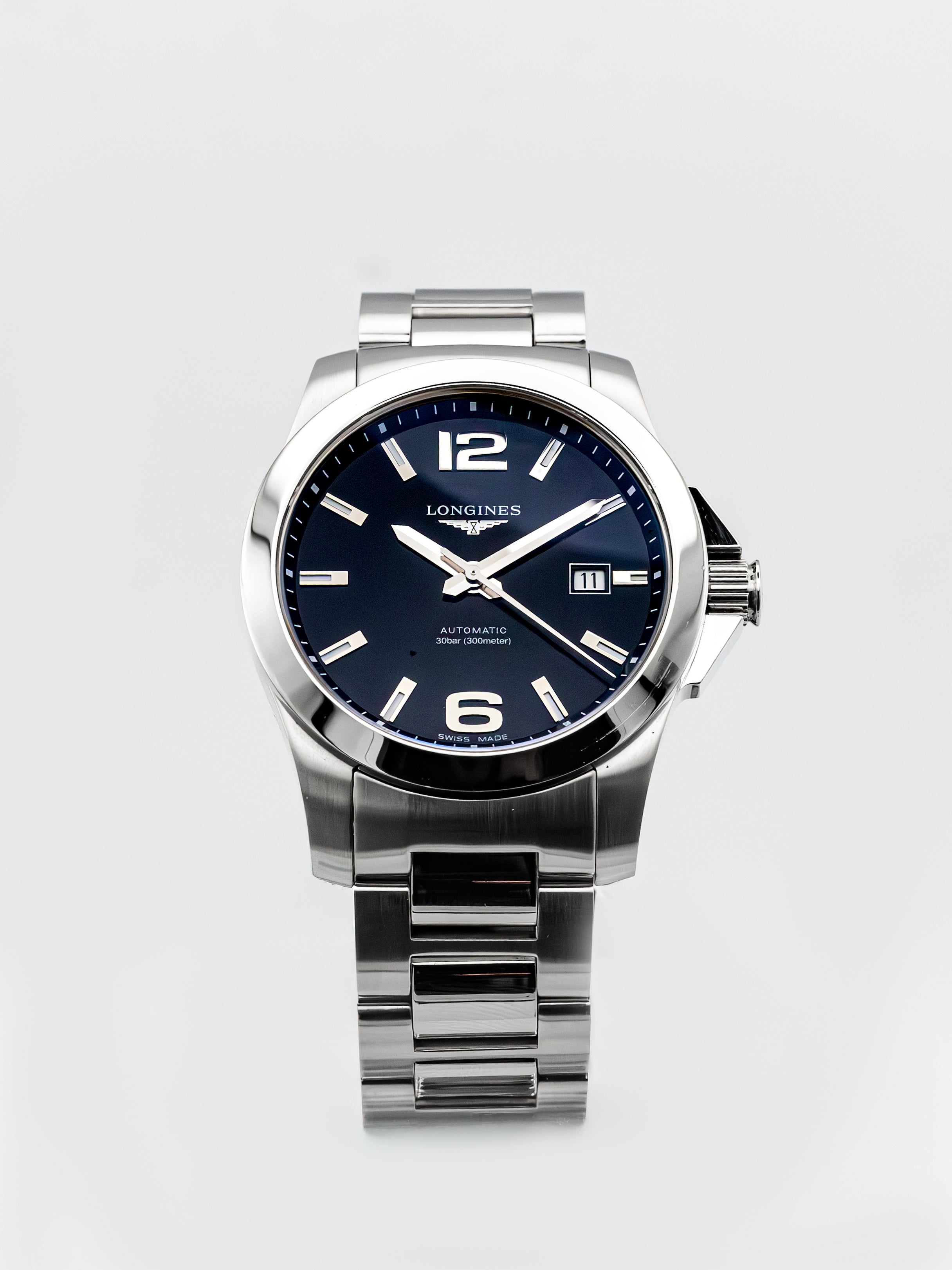 Longines Conquest front view - preowned luxury watch