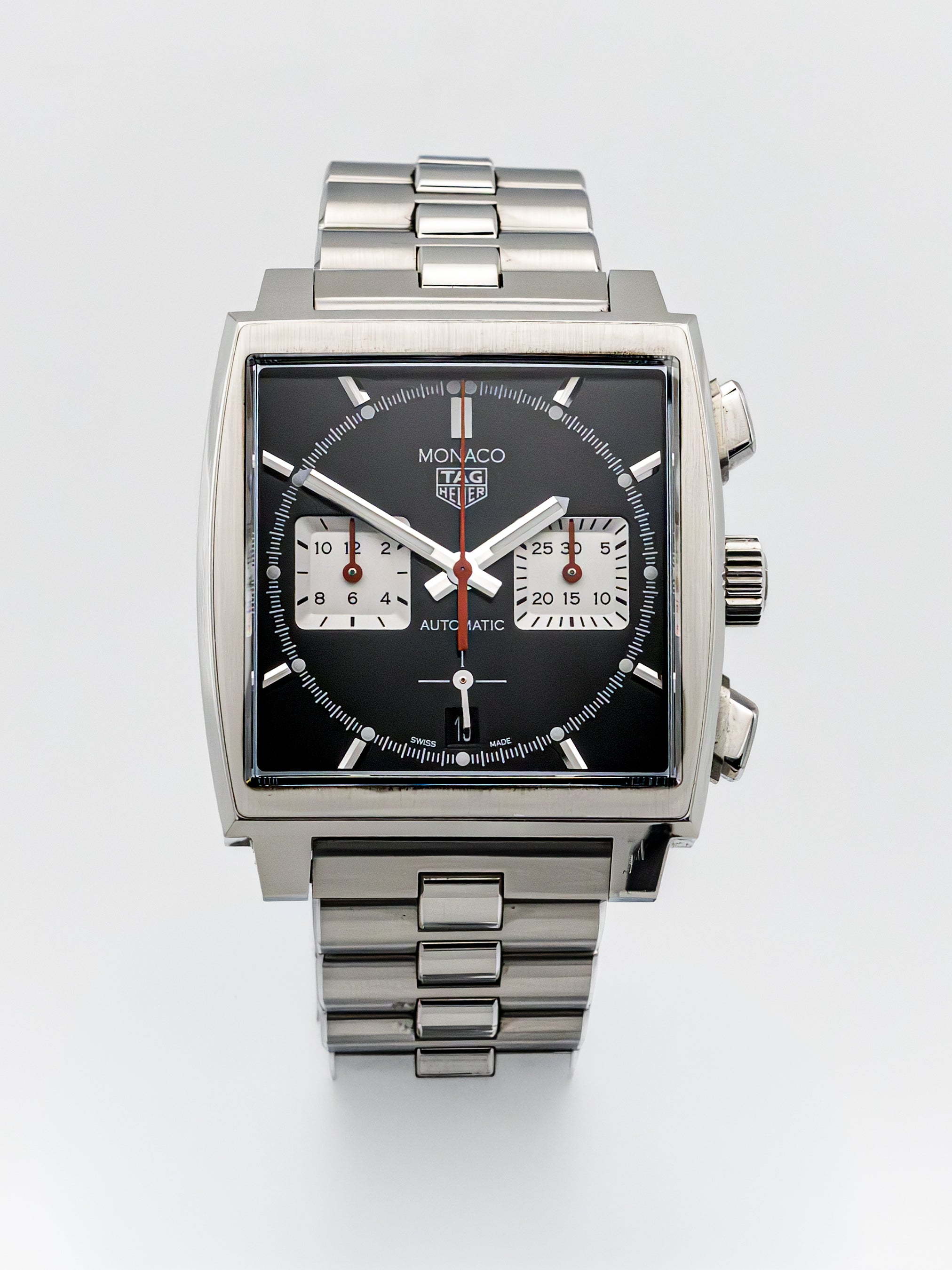 Tag Heuer Monaco front view - preowned luxury watch