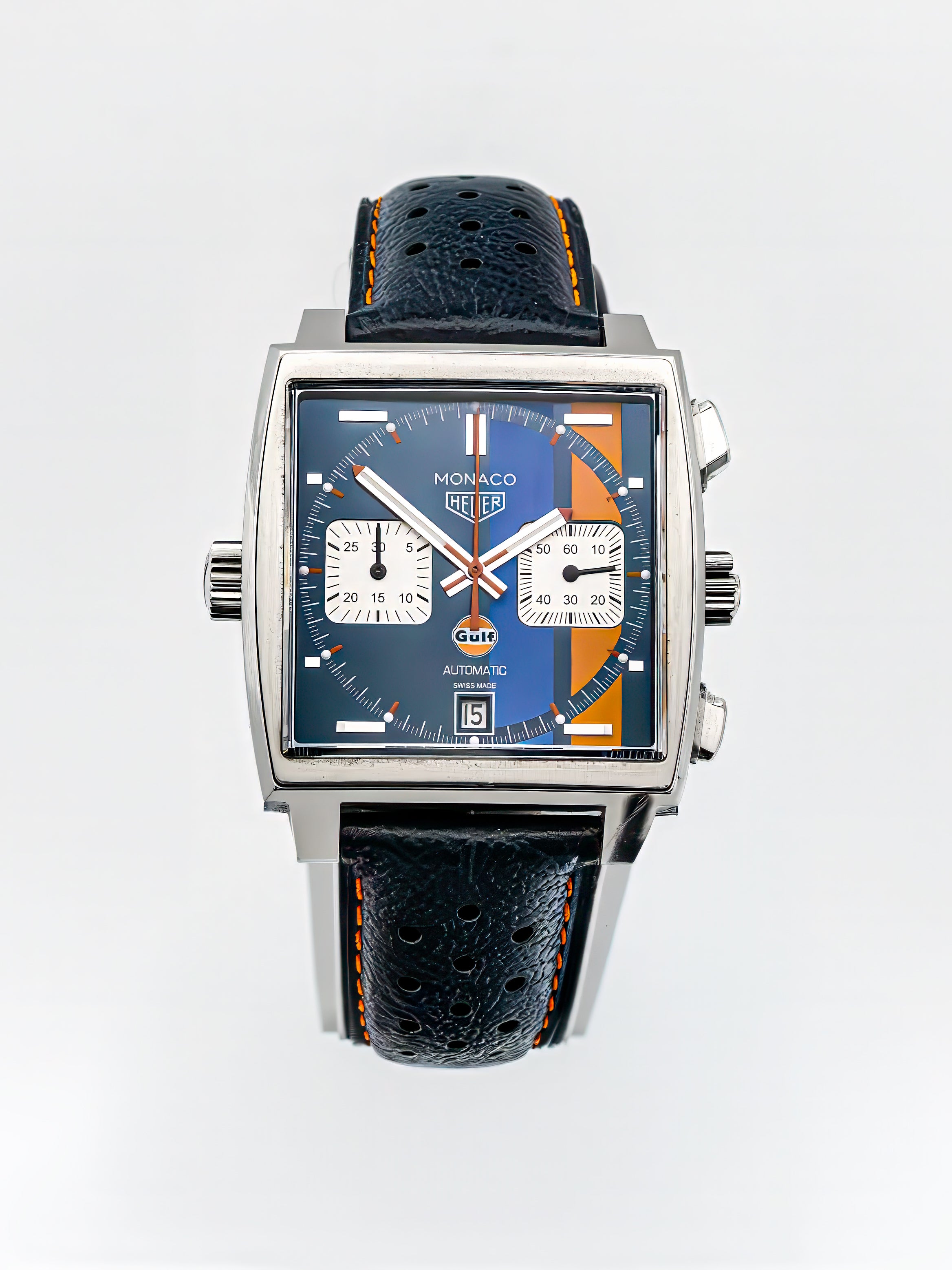 TAG Heuer Monaco Gulf CAW211R.FC6401 front view - preowned luxury watch