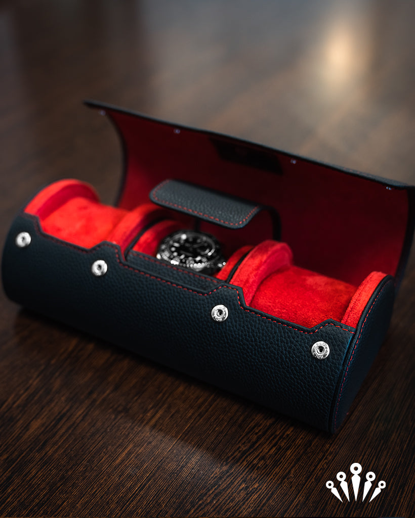 BezelHold Watch Roll - The Capsule – Midnight/ Crimson