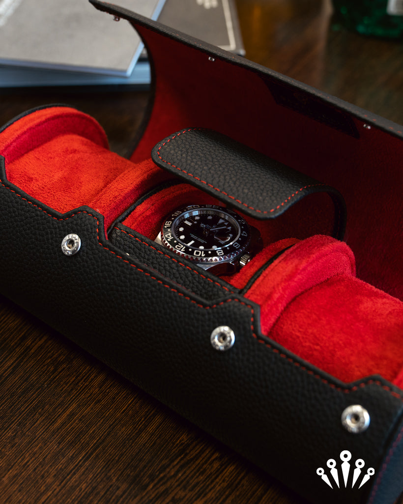 BezelHold Watch Roll - The Capsule – Midnight/ Crimson