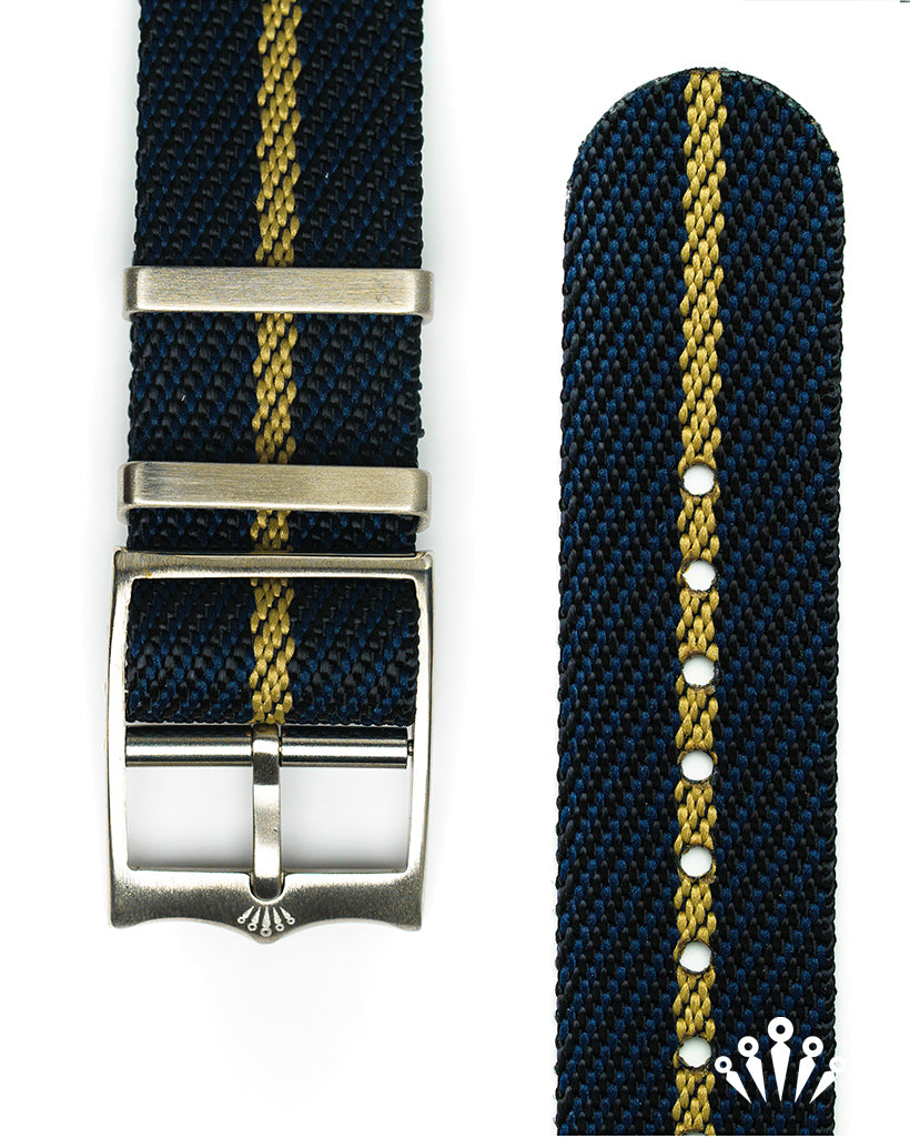 NATO Strap with Steel Buckle - Black, Navy & Khaki