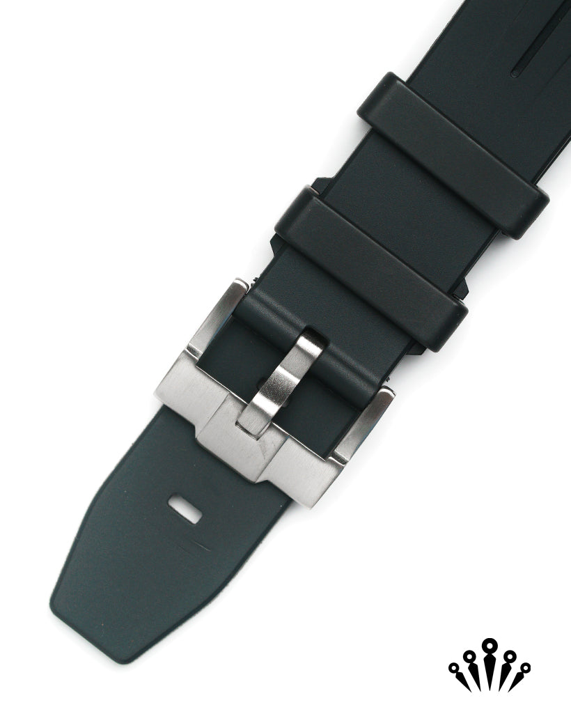 Curved End Rubber Watch Strap - Black