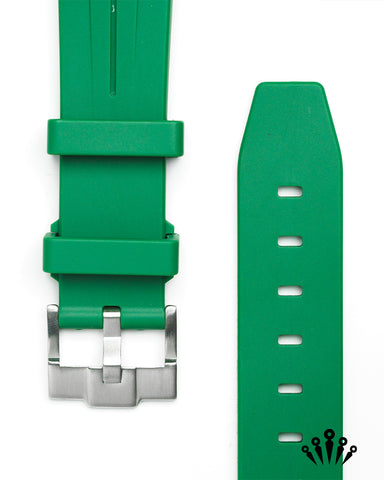 Curved End Rubber Watch Strap - Green