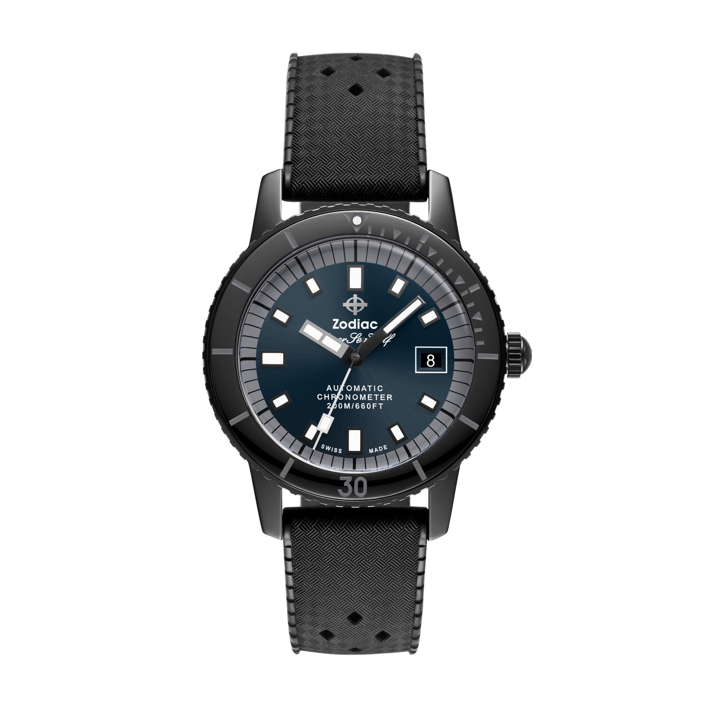 Zodiac - Z09595 - Super Sea Wolf STP 1-11 Swiss Automatic Three-Hand Date Black Rubber Watch